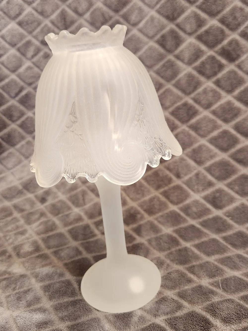 Vintage PartyLite Clairmont Fairy Light Frosted Glass Candle Holder 10" 2 Piece - Picture 2 of 10
